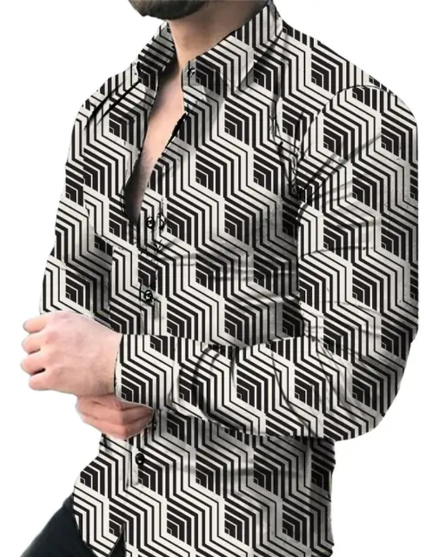 Men's digital print long sleeve shirt