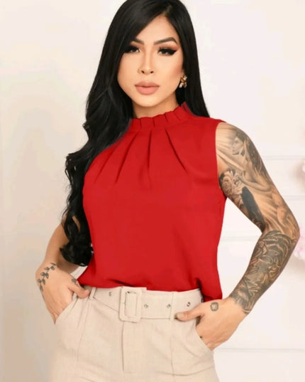 Regata feminina gola babado com bortao na costa 133