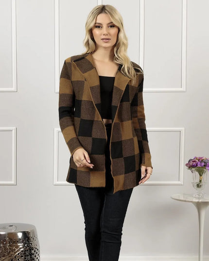 XADREZ de frio tricot lã cardigã inverno com capuz blusa moda feminina tricot linha KIMONO inverno Blusinha Manga longo 226
