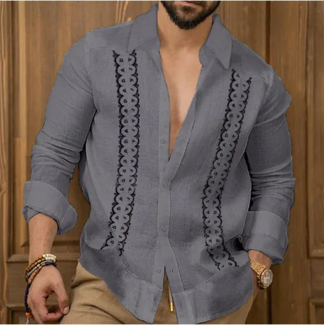 Men's vintage plaid shirt long sleeve