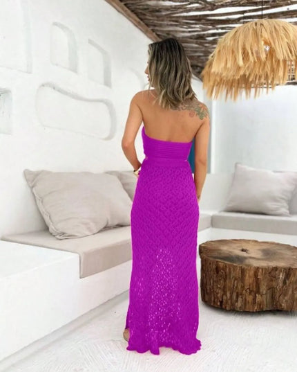 Vestido Longo Em Tricot Rendado Alça com forro Elegante 445