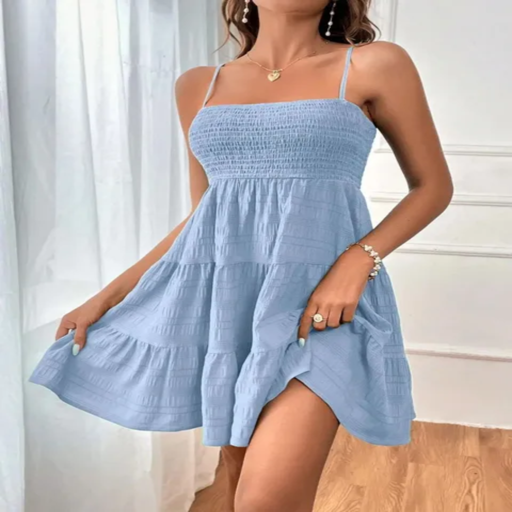 Vestido curto de festa com babados 03