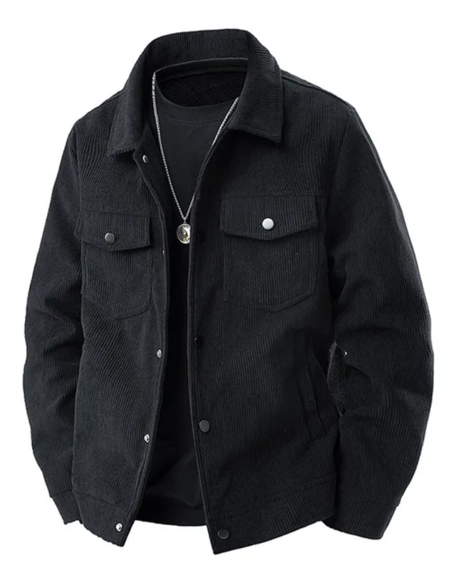 Jaqueta masculina com bolso e botão na lapela 16