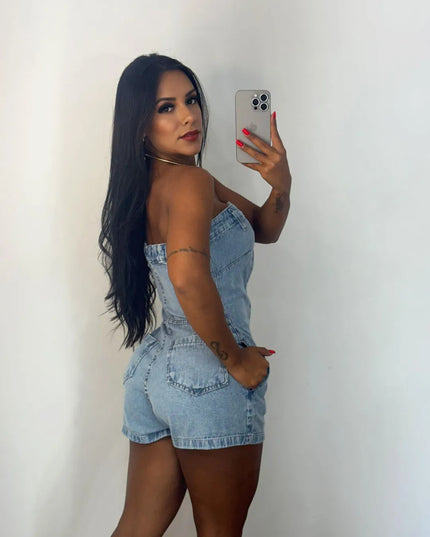 Macaquinho Jeans Tomara Que Caia 94