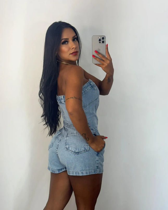 Macaquinho Jeans Tomara Que Caia 94