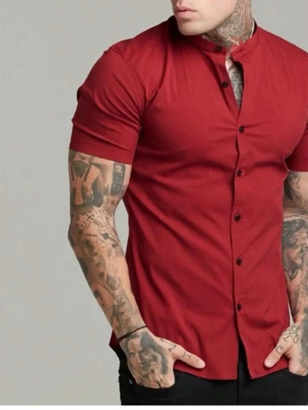 Camisa social masculina gola padre slim fit 255