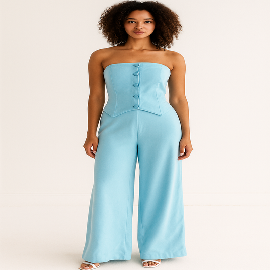Conjunto de sutiã e calça casual estilo botão 21