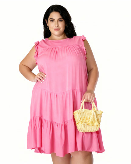 Vestido casual plus size em camadas 40