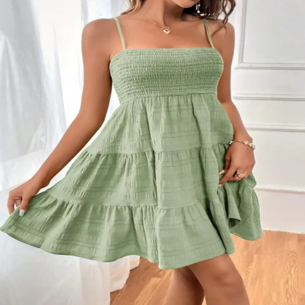 Vestido curto de festa com babados 03
