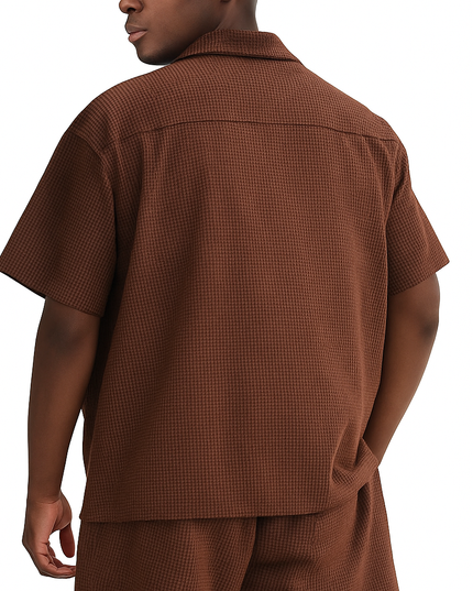 Conjunto 2 Peças: Camisa Texturizada e Shorts com Caimento Solto