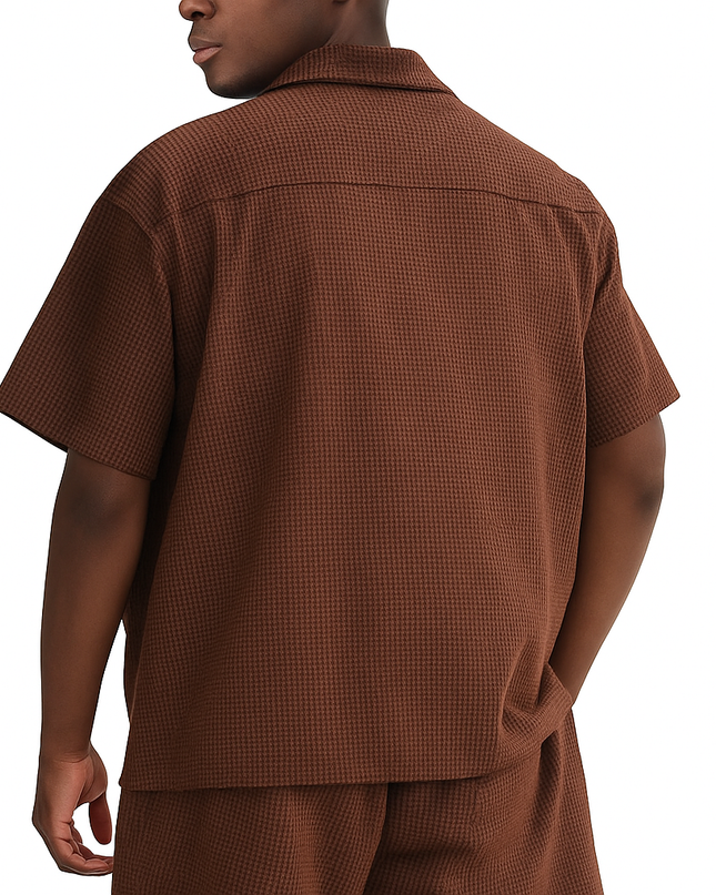 Conjunto 2 Peças: Camisa Texturizada e Shorts com Caimento Solto