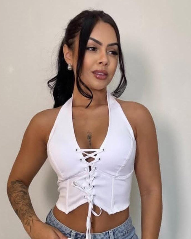 Cropped Halter com Amarração Frontal 297