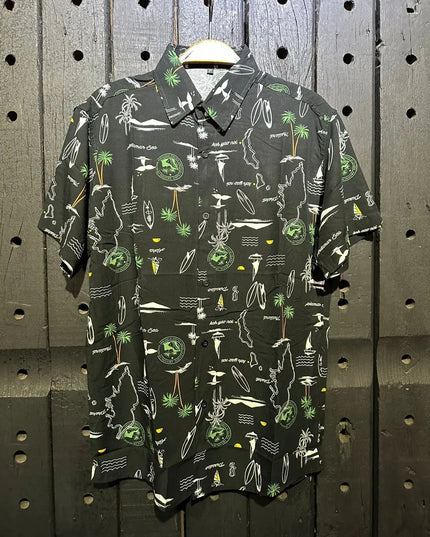 Camisa Floral Viscose Masculina Camisa Estampada Com Botão 466