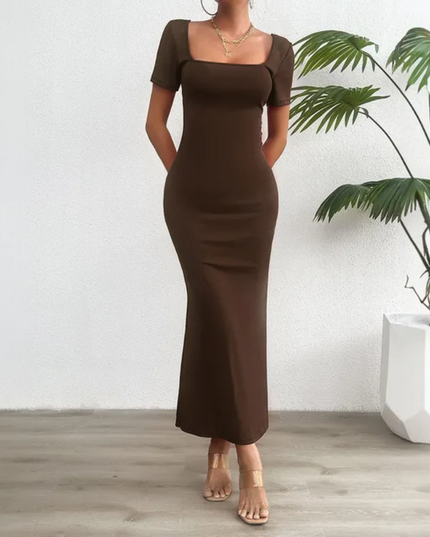Gola Quadrada Bainha De Sereia Vestido Bodycon 149