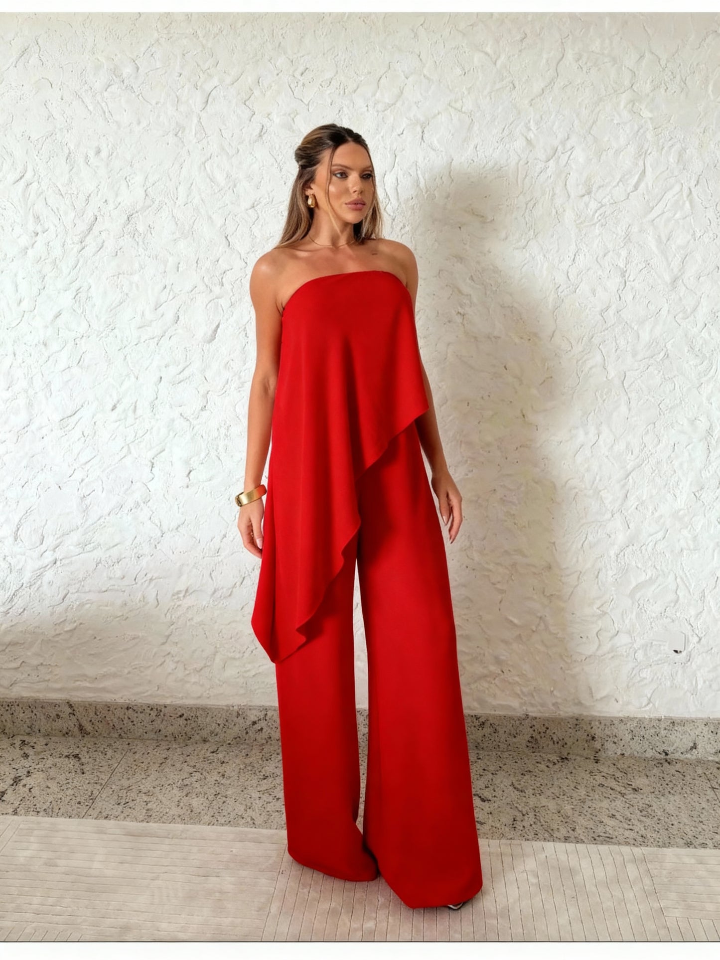 Macacão de perna larga de cor sólida 20